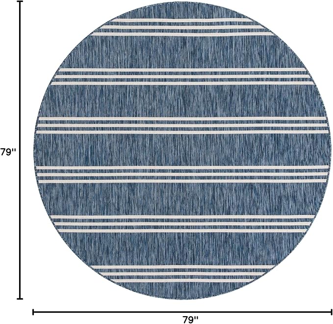 Unique Loom Jill Zarin Outdoor Collection Area Rug - Anguilla (6' 7'' Round, Blue/ Ivory)