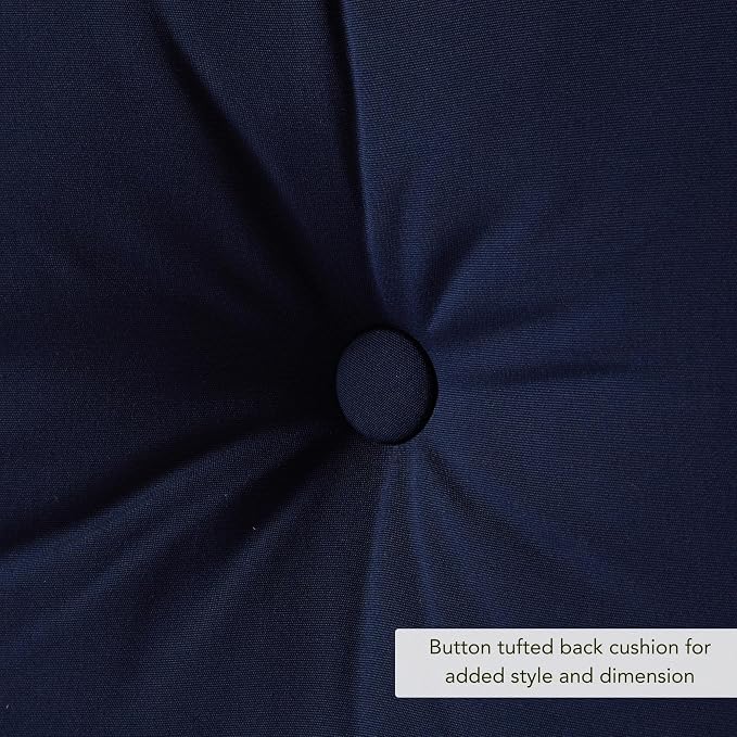 Sunbrella Deep Seat Cushion Set – Seat & Back Cushions for Patio Chairs, Sofas & Loveseats – Fade Resistant Outdoor Fabric, Ties, Zippered Cover, Cord Trim, Canvas Navy