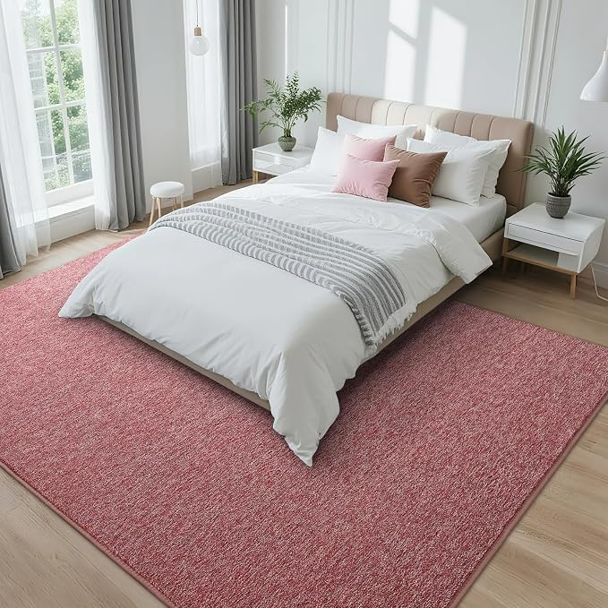 4x6 Dark Red Area Rug | Washable Memory Foam, Low Pile Non Slip Indoor Carpet for Living Room Bedroom Office Classroom College Dorm Room Home Decor