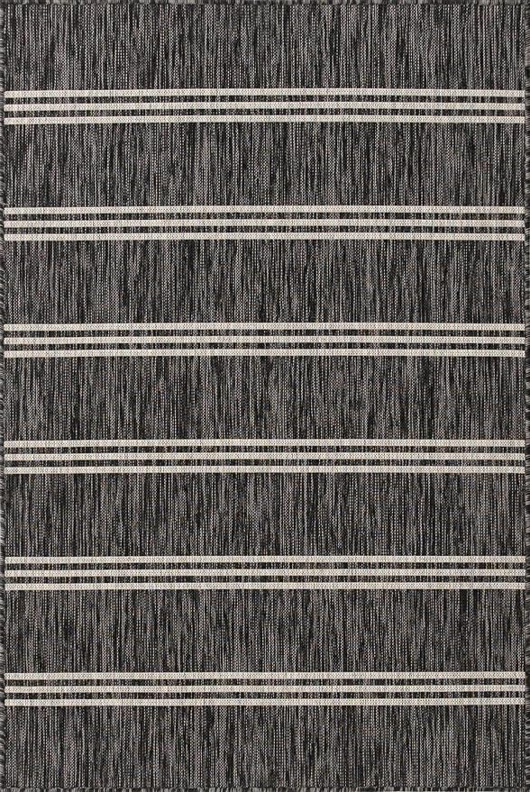 Unique Loom Outdoor Collection Area Rug - Anguilla (4' 1" x 6' 1" Rectangle, Charcoal/ Ivory)