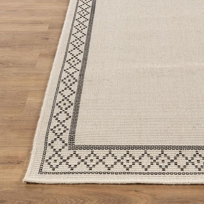 Luul Home Easy Jute Rugs 8x10 Frame Bone Color Living Room Indoor Outdoor Area Rug for Patio and Kitchen Rug High Traffic Washable Easy to Clean Solid Boho Woven Design Carpet (8 x 10)