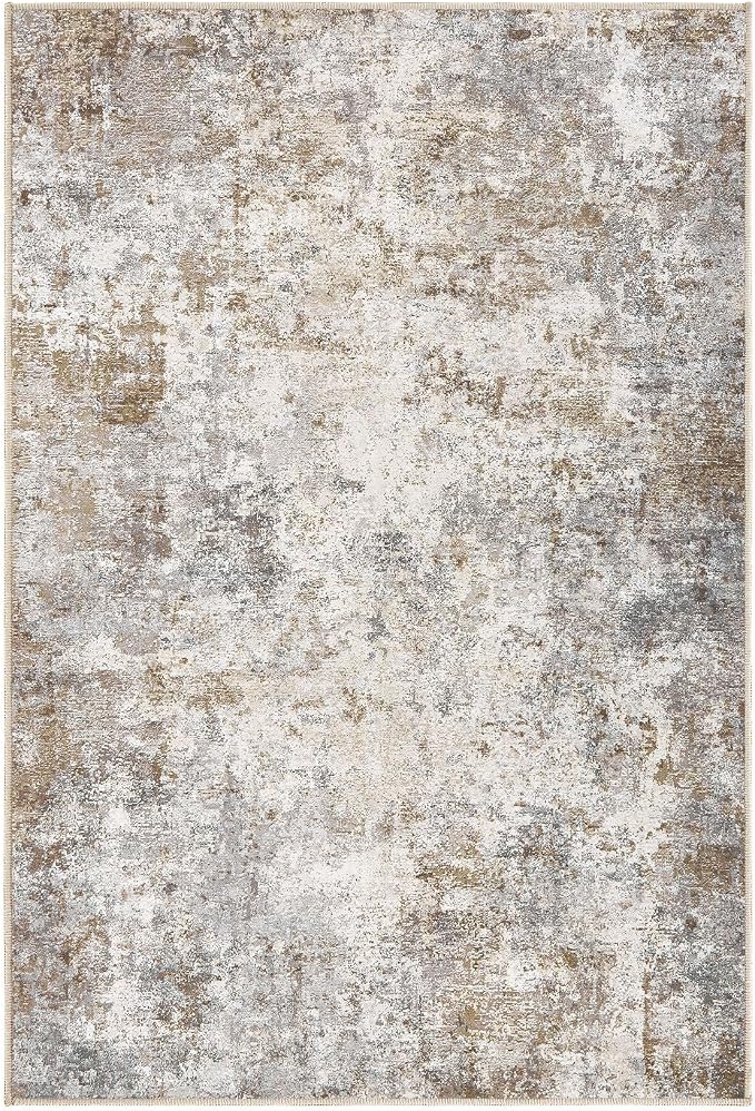 UERMEI 11x14 Area Rug Living Room Rugs Extra Large Brown Grey Carpet | Washable Neutral Modern Abstract Non-Slip Soft Low Pile Floor Rugs for Bedroom Dining Room Home Office Indoor Decor