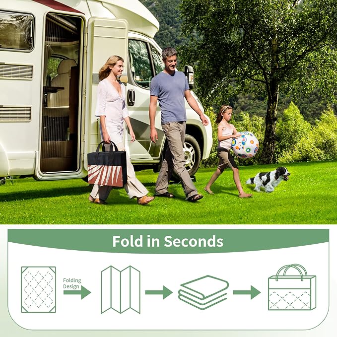 GENIMO Outdoor Rug 8' x 10' Waterproof for Patios Clearance, Reversible Plastic Straw Camping Carpet, Large Area Rugs Mats for RV, Picnic, Backyard, Deck, Balcony, Porch, Beach, Brick&Red