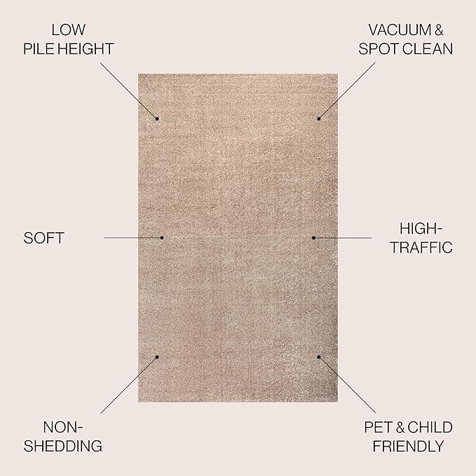 JONATHAN Y Haze Solid Low-Pile Beige Indoor Area Rug 4x6, Coastal,Bohemian,Minimalist,Classic, Easy-Cleaning for Living Room,Bedroom,Kitchen,Pet Friendly,Non-Shedding (SEU100G-4)