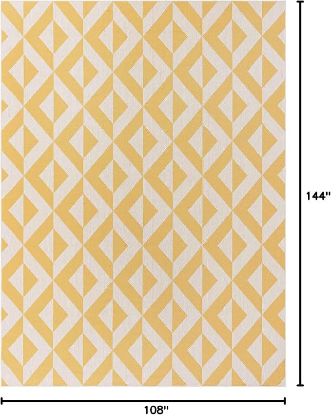Unique Loom Jill Zarin Outdoor Collection Area Rug - Napa (9' x 12' Rectangle, Yellow/ Ivory)