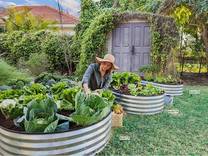 Plant & Plot Galvanized Raised Garden Beds Outdoor // 8×4×1 ft (2-Pack) Planter Raised Beds for Gardening, Vegetables, Flowers // Large Metal Garden Box // Patented Tool-Free Design (Silver)