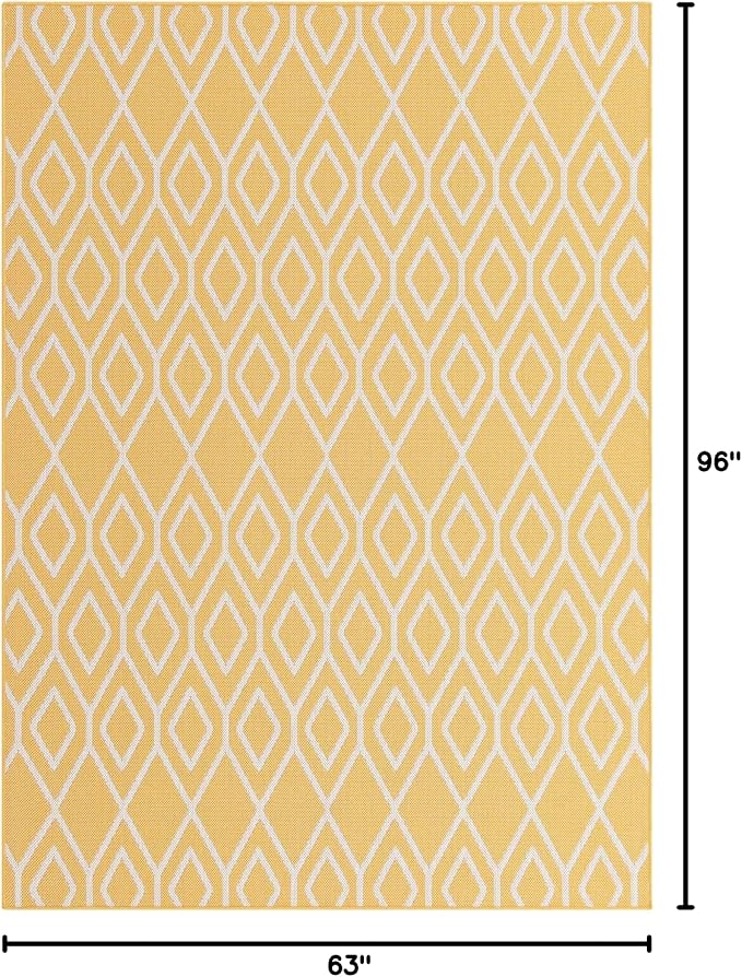 Jill Zarin Outdoor Collection Area Rug - Turks and Caicos (5' 3" x 8' Rectangle Yellow Ivory/Ivory)