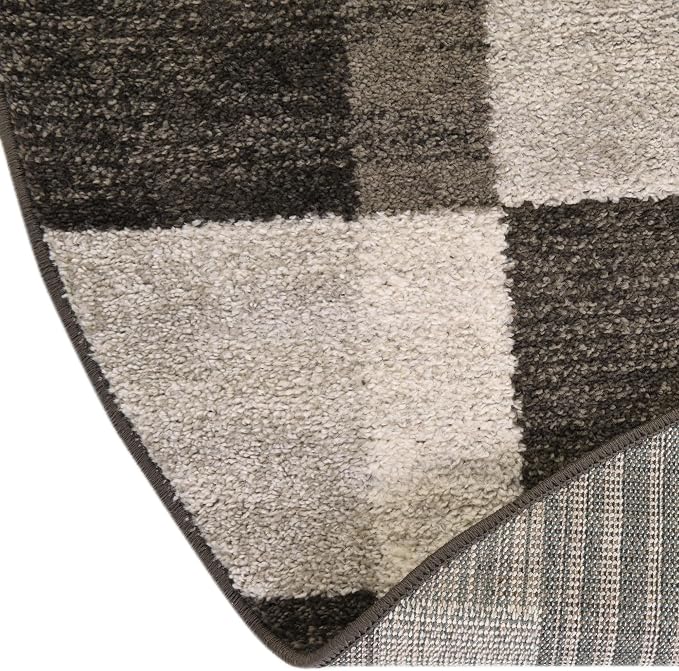 Unique Loom Autumn Collection Modern Contemporary Casual Abstract Area Rug (Gray/ Ivory Tonal, 7 ft 10 x 7 ft 10 Round)