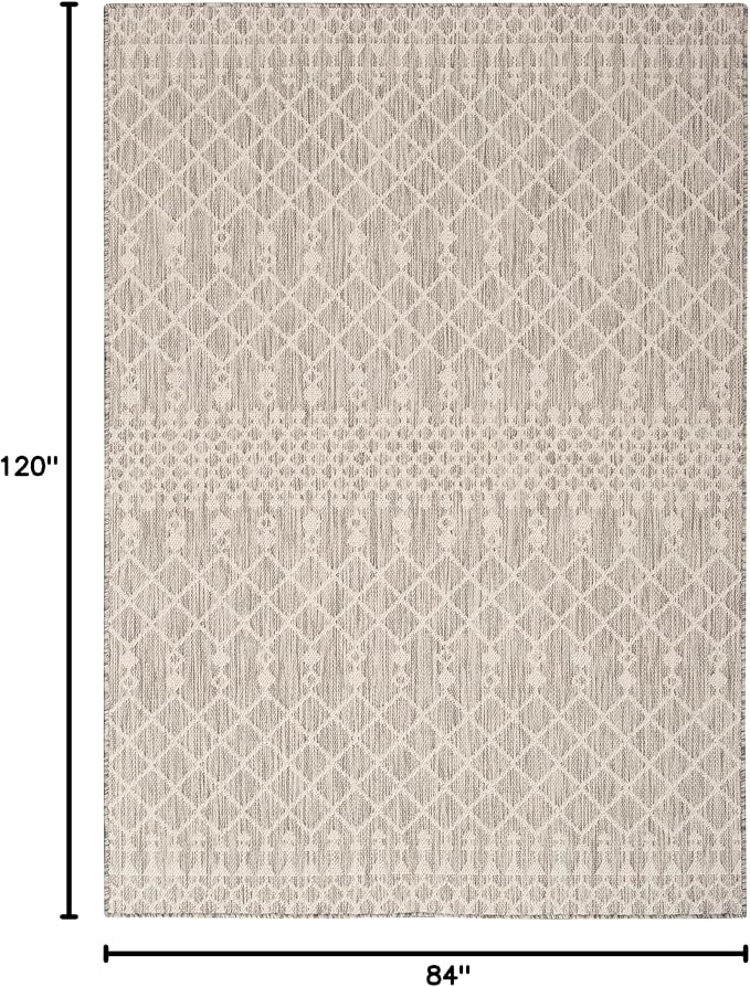 Nourison Home Positano Light Grey 7' x 10' Area Rug - Easy Clean, Non Shedding, Bed Room, Living Room, Dining Room, Kitchen (7' x 10')