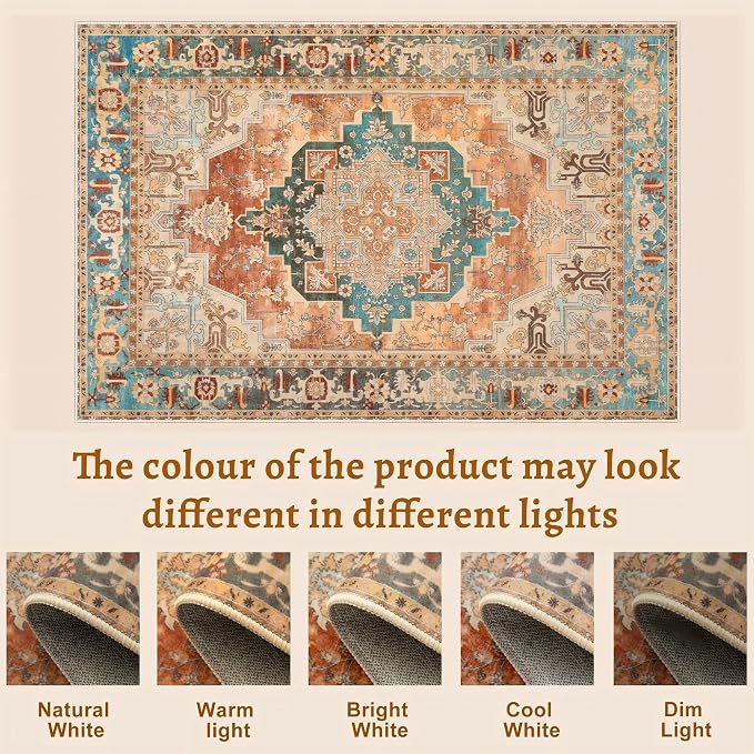 Tangsoo 2x3 Washable Rugs for Entryway, Vintage Non Slip Small Rug Orange | Oriental Indoor Front Door Rug, Boho Soft Low Pile Door Mat Carpet Throw Rugs for Entry Entrance Kitchen Bedroom Home Decor