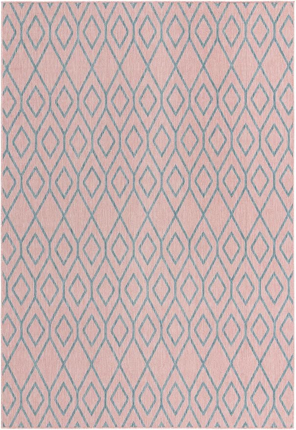 Jill Zarin Outdoor Collection Area Rug - Turks and Caicos (7' x 10' Rectangle Pink and Aqua/Light Blue)