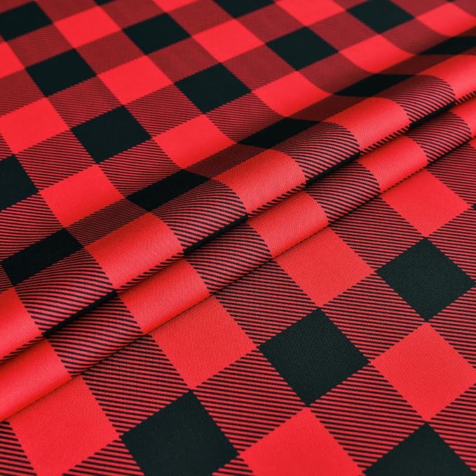 Waterproof Christmas Plaid Tablecloth Fabric - Red Oblong 52x70 Inch Classic Buffalo Tartan Festive Table Cloth for Indoor Use - New Year Tabletop Cover for Dinner, BBQs, and Parties
