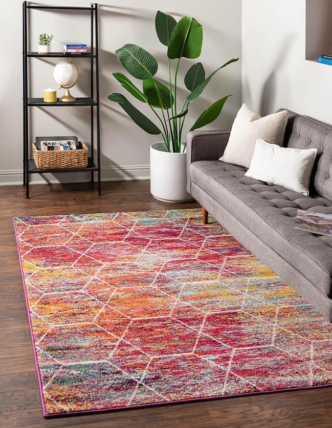 Unique Loom Trellis Frieze Collection Area Rug - Geometric (10' x 14', Multi/ Ivory)