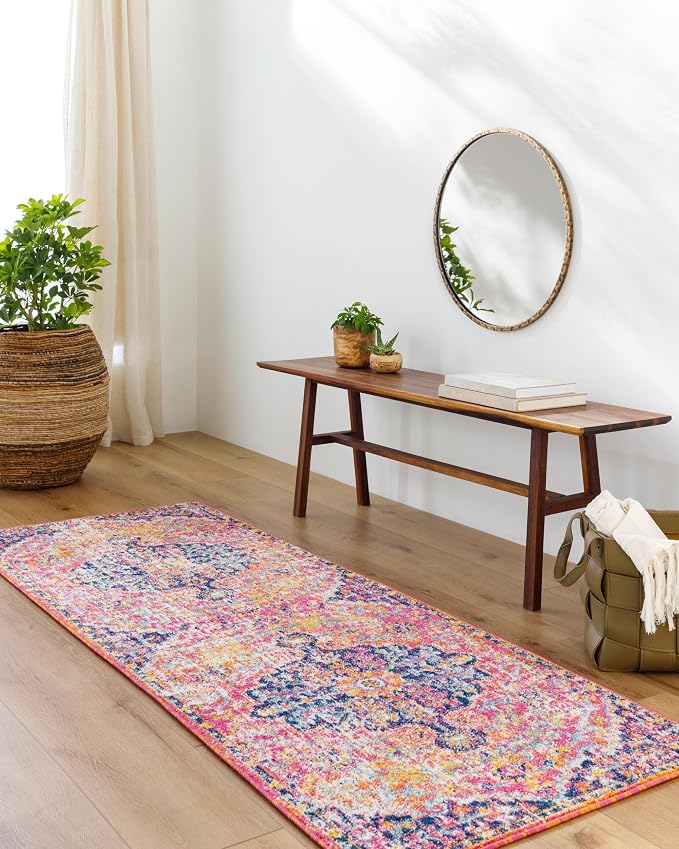 Livabliss Odelia Vintage Bohemian Runner Area Rug,2'7" x 7'3",Pink/Orange