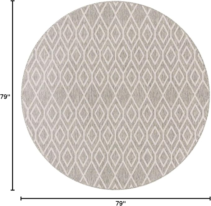 Jill Zarin Outdoor Collection Area Rug - Turks and Caicos (6' 7" Round Gray Cream/Cream)