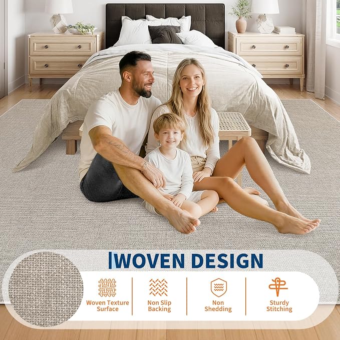 Garvee Washable Runner Rug 2x6 Woven Textured Hallway Runner Rug Taupe | Modern Minimalist Solid Color Non Slip Runners Low Pile Non-Shedding Thin Foldable Mat for Entryway Kitchen Bathroom Bedside