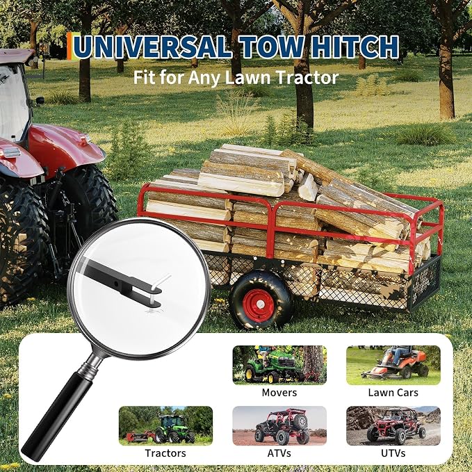 22 Cu.Ft 1600Lbs Steel ATV UTV Trailer, Tow Behind Dump Cart, Heavy Duty Pull Behind with Removable Sides & All Terrain Tires, Pull Behind Utility Dump Trailer for, Garden, Lawn Mower Tractor