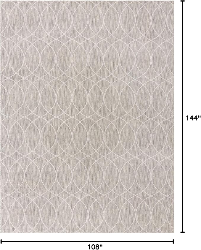Unique Loom Outdoor Trellis Collection Area Rug - Gitter (9' x 12' Rectangle, Light Gray/ Ivory)
