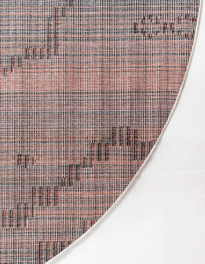 Unique Loom Morocco Collection Tribal, Southwestern, Bohemian Area Rug (4' 0 x 4' 0 Round, Ivory/Black)