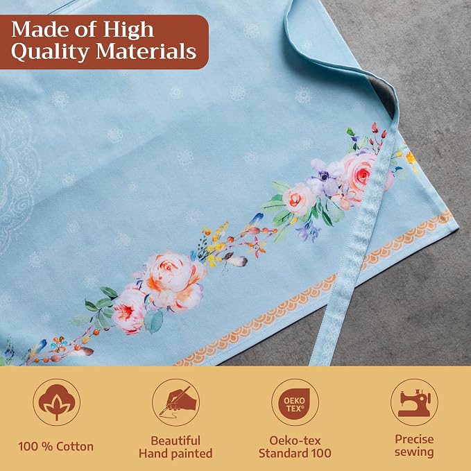 Maison d' Hermine Aprons for women with Pocket 100% Cotton (27.50"x31.50") | Adjustable Neck Strap & long ties Apron Men Chef Wedding Cooking Gardening Server Maid