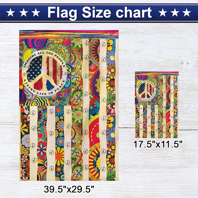 FLAGWIX Peace Hippie Flag - Decorative Home & Garden Flag, 30x40