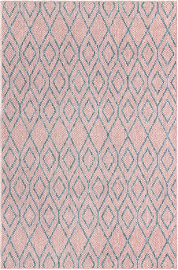 Jill Zarin Outdoor Collection Area Rug - Turks and Caicos (6' x 9' Rectangle Pink and Aqua/Light Blue)