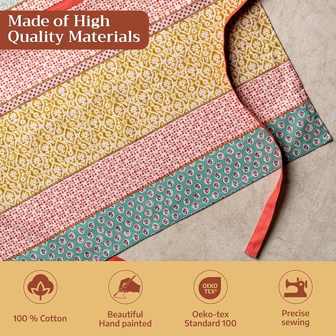 Maison d' Hermine Aprons for women with Pocket 100% Cotton (27.50"x31.50") | Adjustable Neck Strap & long ties Apron Men Chef Wedding Cooking Gardening Server Maid
