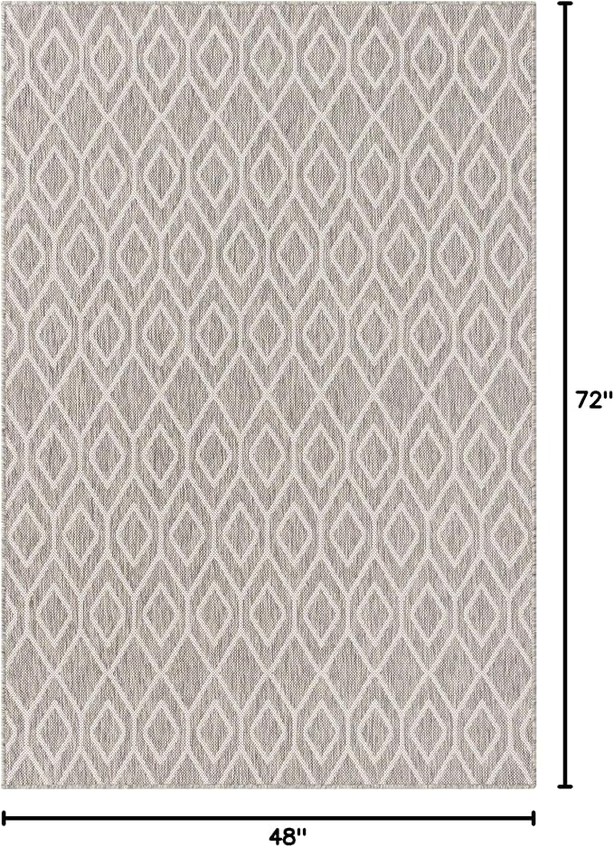 Jill Zarin Outdoor Collection Area Rug - Turks and Caicos (4' x 6' Rectangle Gray Cream/Cream)