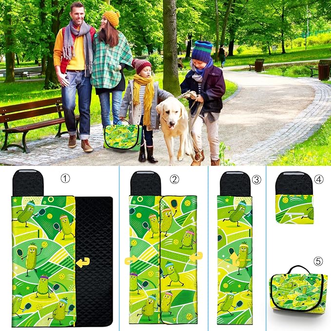 Extra Large Picnic Blanket Waterproof,80"x 80"Foldable Machine Washable Outdoor Blanket,Cucumber Beach Blanket for 6-8 Adults,Picnic Mat Suitable for Indoor Crawling,Park Beach,Camping,Hiking,Travel