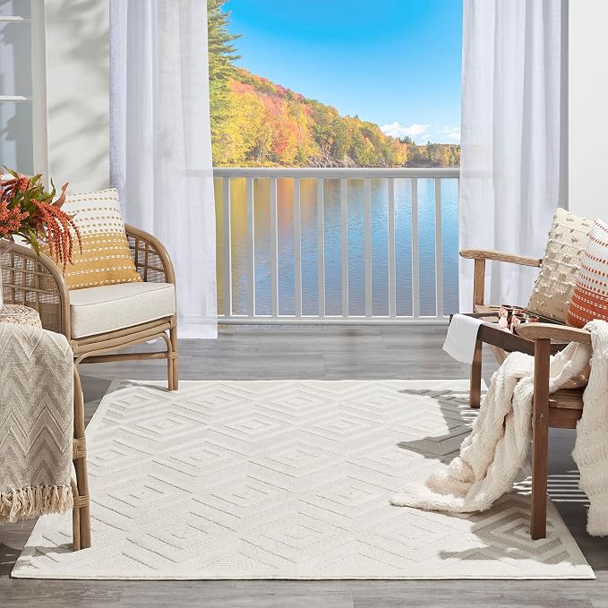 Nourison Home Versatile Ivory White 4' x 6' Area Rug - Easy Clean, Non Shedding, Bed Room, Living Room, Dining Room, Kitchen (4' x 6')