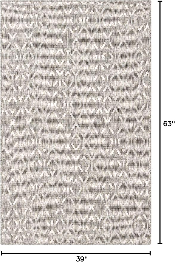 Jill Zarin Outdoor Collection Area Rug - Turks and Caicos (3' 3" x 5' 3" Rectangle Gray Cream/Cream)