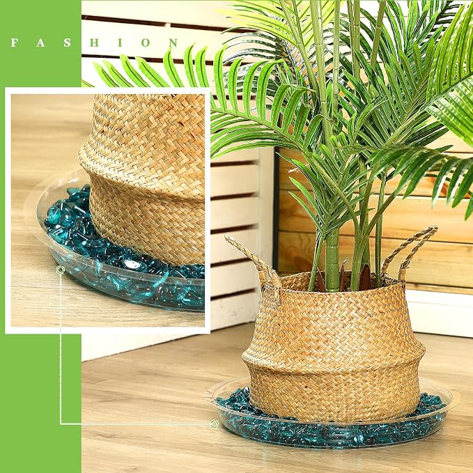 Shellwei 18 Pack 18 Inch Plastic Plant Saucers Extra Large Clear Flower Pot Drip Trays Plants Drip Tray Plant Drainage Tray Plants Saucer Trays for Indoors Outdoors