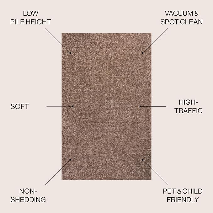 JONATHAN Y Haze Solid Low-Pile Brown Indoor Area Rug 5x8, Coastal,Bohemian,Minimalist,Classic, Easy-Cleaning for Living Room,Bedroom,Kitchen,Pet Friendly,Non-Shedding (SEU100J-5)