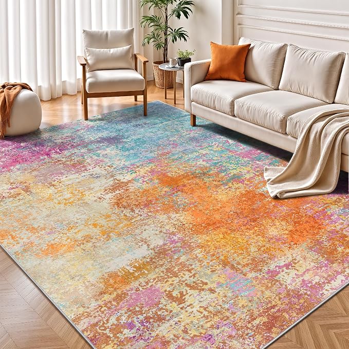 5x7 Area Rugs, Abstract Modern Ultra Soft Washable Rug, Non Slip Carpet with Rubber Back Stain Resistance Rugs for Living Room, Bedroom, Dining Room Decor(Starlight)