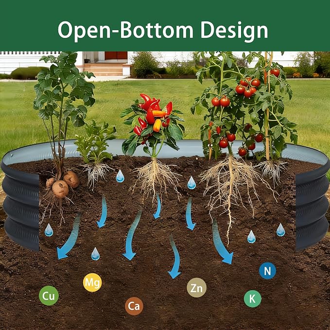 Gartist 8×4×1 ft Large Gray Raised Garden Bed Planter, Easy Assembly Metal Garden Bed Outdoor for Vegetables, Flowers & Herbs