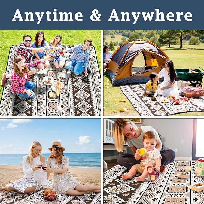 SAMSIER Large Outdoor Picnic Blankets Waterproof Foldable, Beach Blanket Sandproof Portable, Picnic Mat Washable for Camping (80"×80", Thickened)