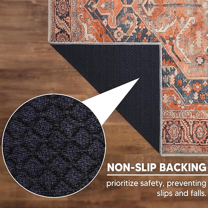 Keen Home Design Vintage Washable Entryway Rug, Non-Slip Low Pile, 2x3 | Machine Washable Cotton Chenille, 0.25In Low Pile, Rubber Non-Slip Back; Kitchen, Entryway, Bathroom, Bedside