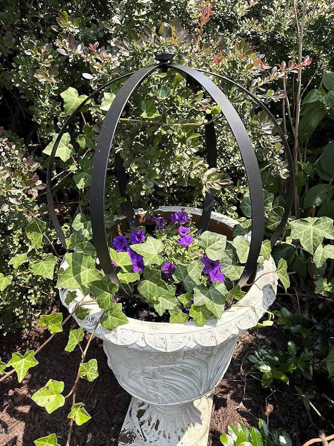 Yohsnor Metal Obelisk Trellis for Outdoor Garden - 18x22 Inches Durable Round Topiary Frame, Easy Assembly & Compact Storage, Perfect for Climbing Plants Decorative Garden Accent