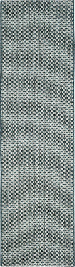 SAFAVIEH Courtyard Collection CY8653 Indoor/ Outside Easy scrubbing Patio Backyard Mudroom Runner-Mat, 2' 3' x 18' Turquoise / Light Grey