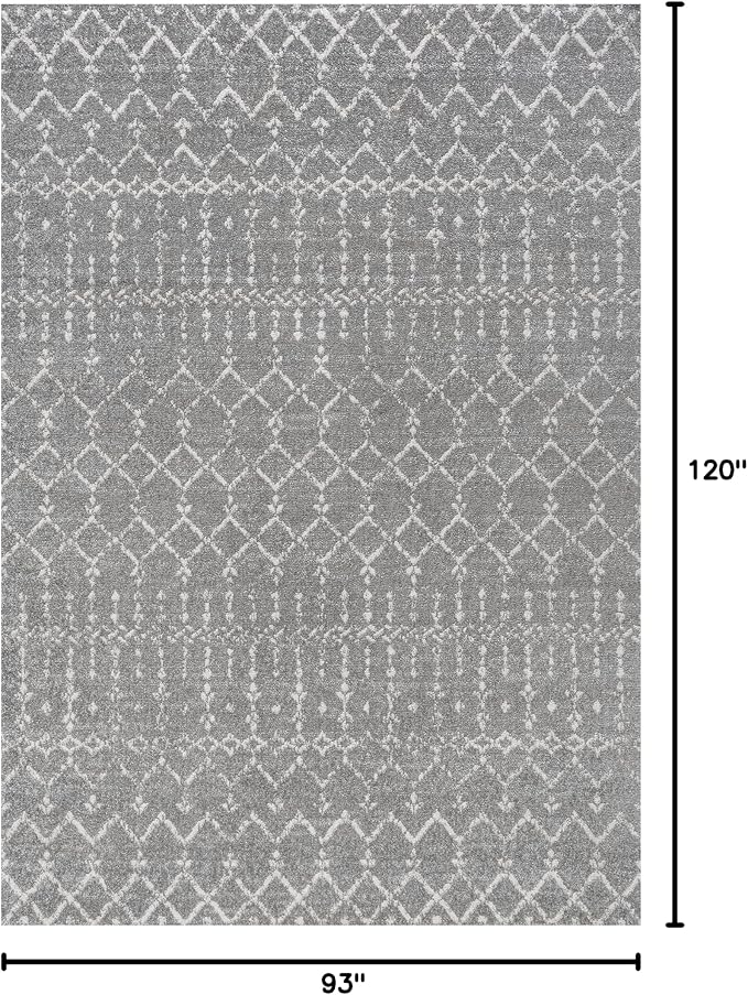 JONATHAN Y Boho Vintage Diamond Gray/Ivory Indoor Area Rug 8X10 ft, Moroccan Hype for Living Room, Bedroom, Kitchen, Office, Easy-Cleaning, High Traffic, Pet-Friendly, Non-Shedding (MOH101C-8)