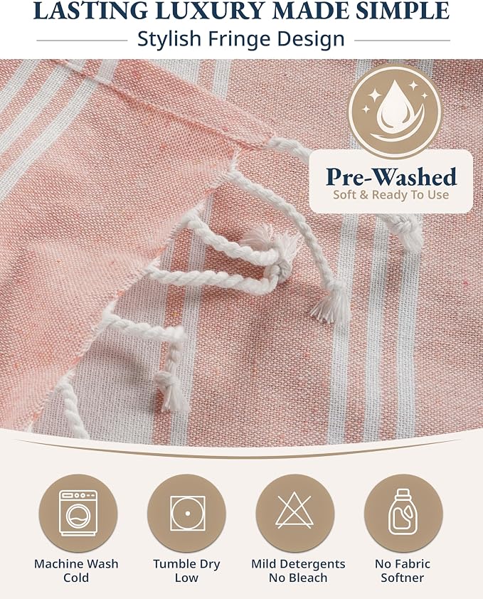 LANE LINEN Large Pool Towels, XL Beach Towel 2 Pack, Pre-Washed, No Shrink, Quick Dry Oversized Beach Towels, Stylish Beach Towel for Women, Sand Free Towel, 39"x71" - Quartz Pink