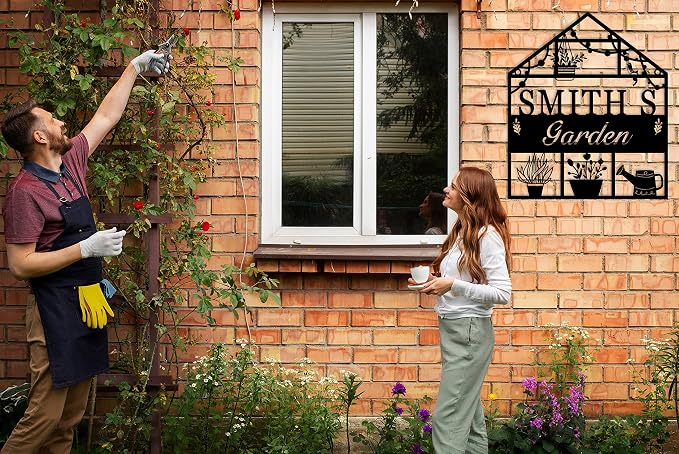 Custom Metal Greenhouse Sign, Personalized Garden Signs, Hanging Decor for Outside, Decorative Outdoor, Grandma's Garden Sign