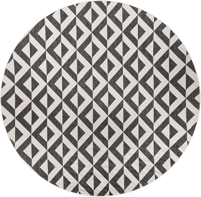 Jill Zarin Jill Zarin Outdoor Collection Area Rug - Napa (12' Round Charcoal Gray/Ivory)