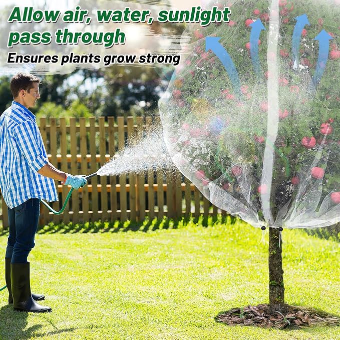 Easy Installation Fruit Tree Netting with Zipper & Drawstring - 6.2x6.2ft Ultra Fine Mesh Garden Protection Screen to Protect Pear Peach Apple from Bird Insect Bug Cicada Deer Squirrel