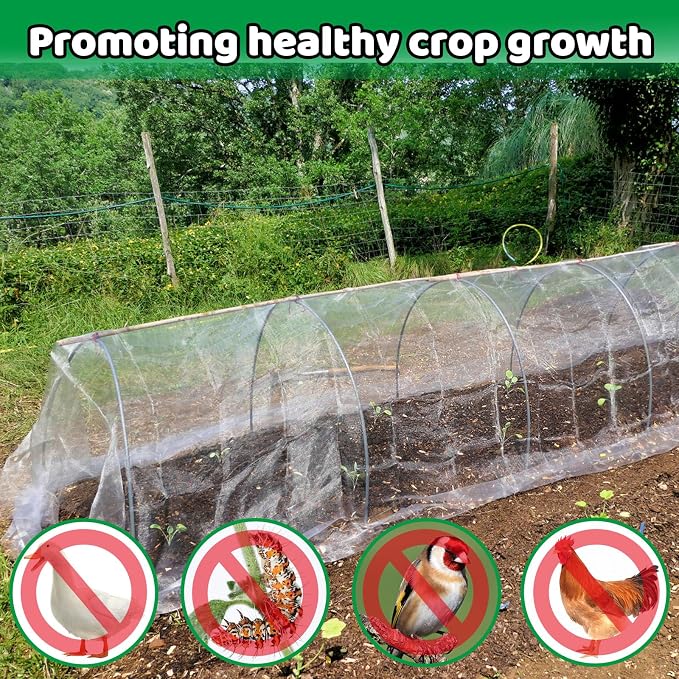 Mosquito Netting,10 × 50 Ft Mosquito Mesh Screen for Patio,Fly Insect Bird Net Barrier Garden Mesh Netting for Protect Vegetables Fruits from Birds Bugs,White