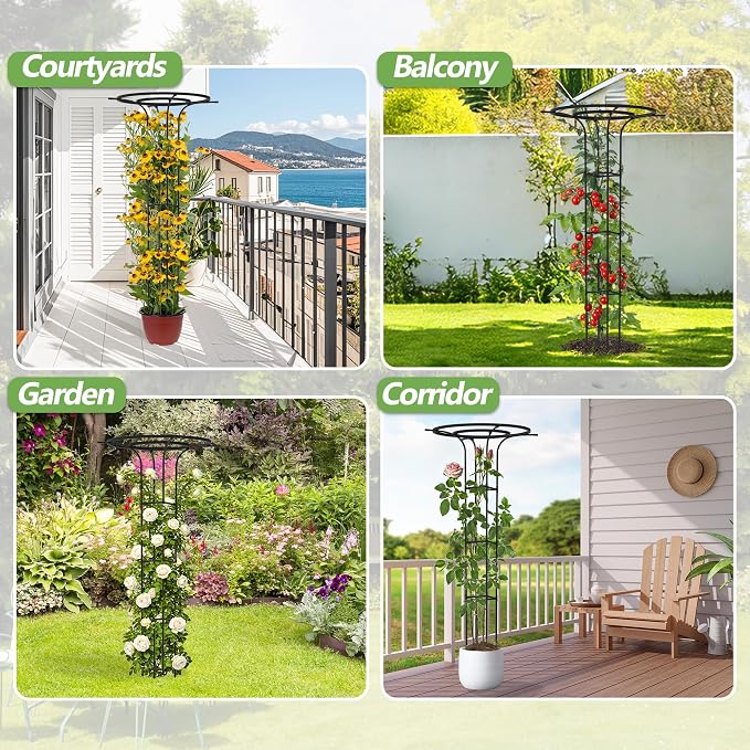 Trellis for Climbing Plants Outdoor, 70.9 Inch Mushroom Top Trellis for Climbing Plants, Metal Plant Support for Potted Plants Climbing Vine Rose Clematis Vegetable Trellis (1 Pack)