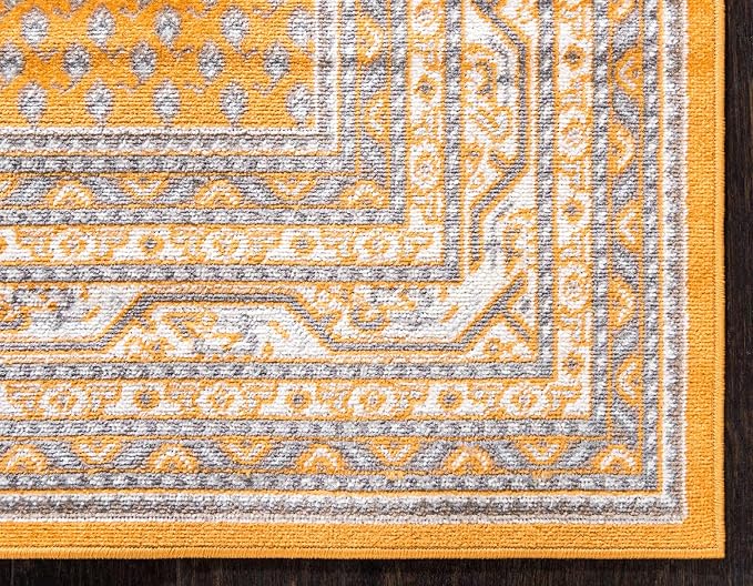 Unique Loom Williamsburg Collection Traditional Border with Dotted Center Area Rug, Rectangular 10' 0" x 13' 1", Orange/Beige