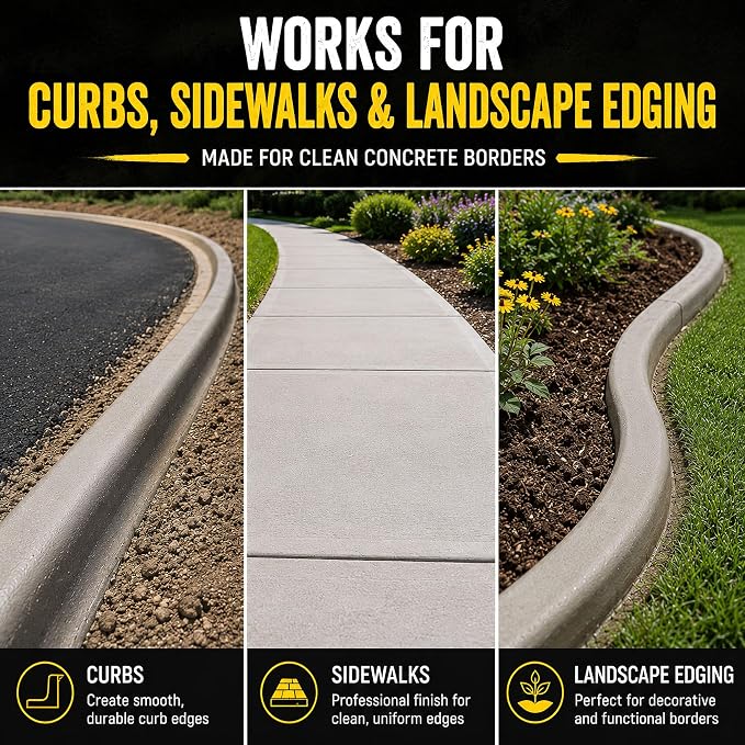 Concrete Curb Trowel, Landscape Curb Trowel with Putty Knife Stainless Steel Curb Tool for Concrete Edging and Border Finishing