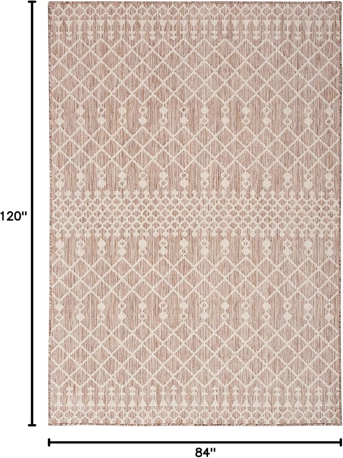 Nourison Home Positano Beige 7' x 10' Area Rug - Easy Clean, Non Shedding, Bed Room, Living Room, Dining Room, Kitchen (7' x 10')