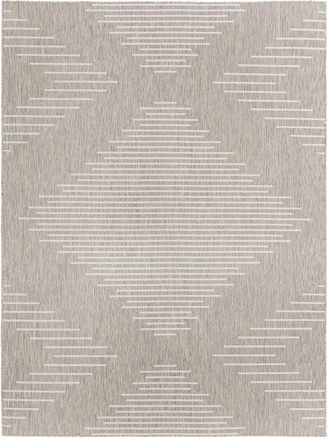 Unique Loom Outdoor Modern Collection Area Rug - Tambor (9' x 12' Rectangle, Gray/ Ivory)